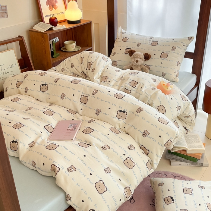 91家纺网 家纺一手货源 找家纺 寻米 2025新款A类全棉双层纱学生三件套 海盐啵啵