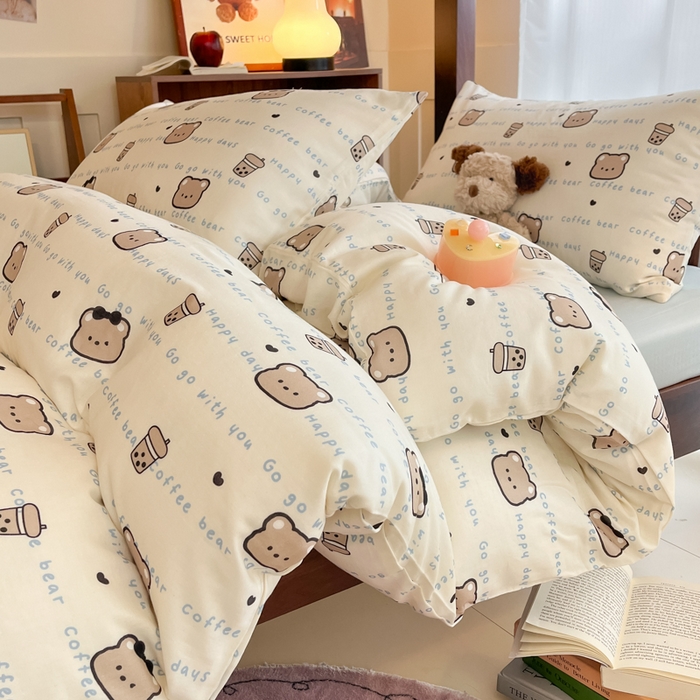 91家纺网 家纺一手货源 找家纺 寻米 2025新款A类全棉双层纱学生三件套 海盐啵啵