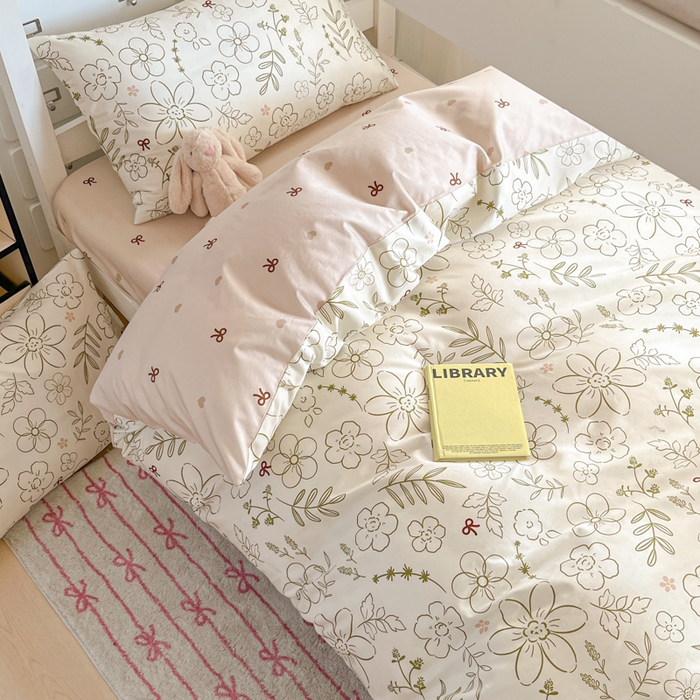 91家纺网 家纺一手货源 找家纺 寻米 2025新款13070全棉水洗棉学生三件套 巴洛克暖阳