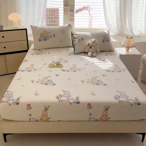 91家纺网 家纺一手货源 找家纺 多品家纺 2025新款超柔水洗云朵棉单品床笠 春日庄园