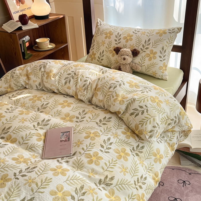 91家纺网 家纺一手货源 找家纺 寻米 2025新款A类全棉双层纱学生三件套 初夏