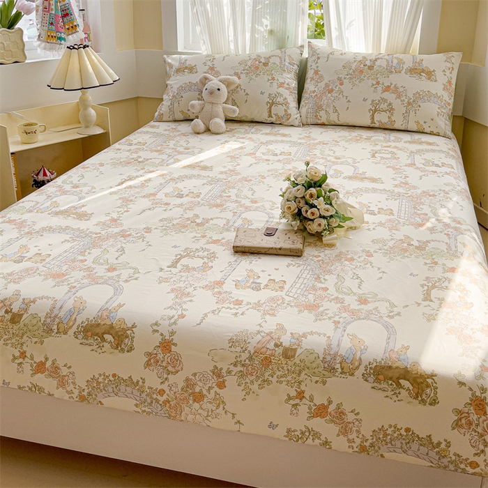 91家纺网 家纺一手货源 找家纺 名兮家居 2025新款13372全棉印花四件套单品系列-单床笠 菲尔庄园