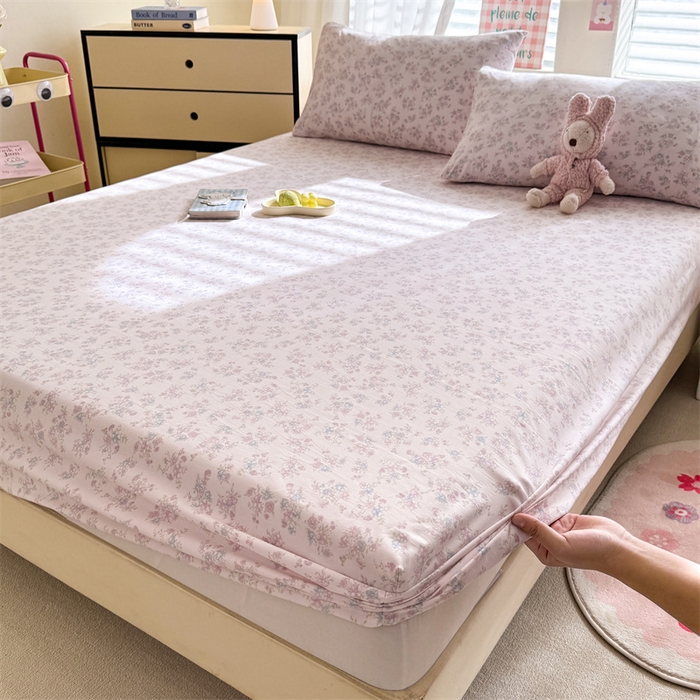 91家纺网 家纺一手货源 找家纺 多品家纺 2025新款超柔水洗云朵棉单品床笠 苍兰