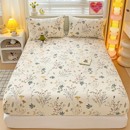 91家纺网 家纺一手货源 找家纺 名兮家居 2025新款13372全棉印花四件套单品系列-单床笠 东篱