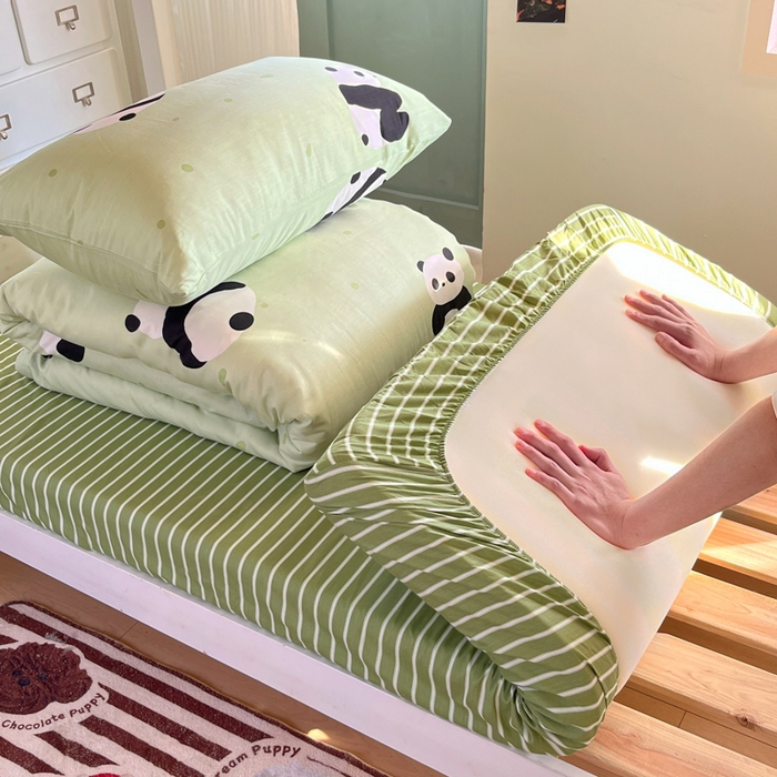 91家纺网 家纺一手货源 找家纺 寻米 2025新款13070全棉水洗棉学生三件套 小猫球球