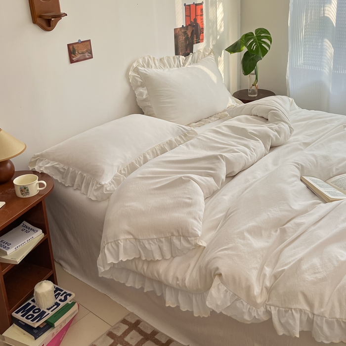 91家纺网 家纺一手货源 找家纺 慕澄家纺 2025新款中古风法式蕾丝复古四件套 奶茶