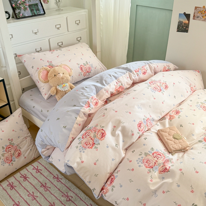 91家纺网 家纺一手货源 找家纺 寻米 2025新款13070全棉水洗棉学生三件套 繁华锦绣