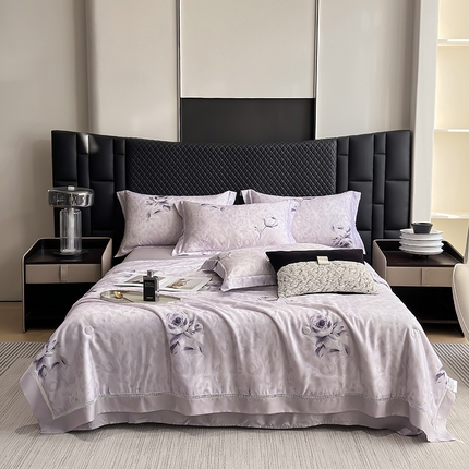 91家纺网 家纺一手货源 找家纺 （总）娇逸家居 2025新款50支印花莱赛尔天丝夏被镂空款花边夏凉被