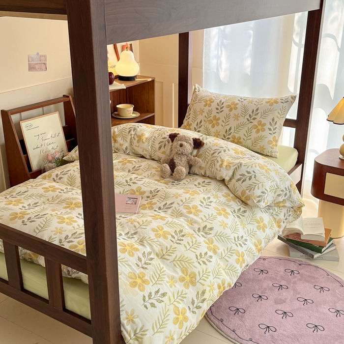 91家纺网 家纺一手货源 找家纺 寻米 2025新款A类全棉双层纱学生三件套 初夏