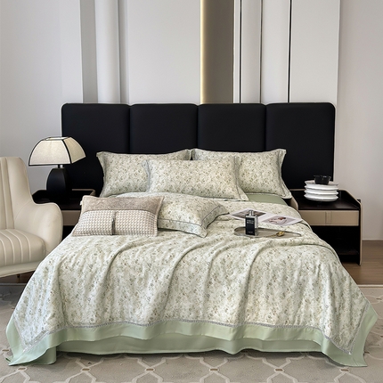 91家纺网 家纺一手货源 找家纺 （总）娇逸家居 2025新款50支印花莱赛尔天丝夏被镂空款花边夏凉被