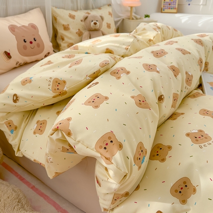 宏源家纺 2025新款A类水洗云朵棉单被套 奥利奥小熊