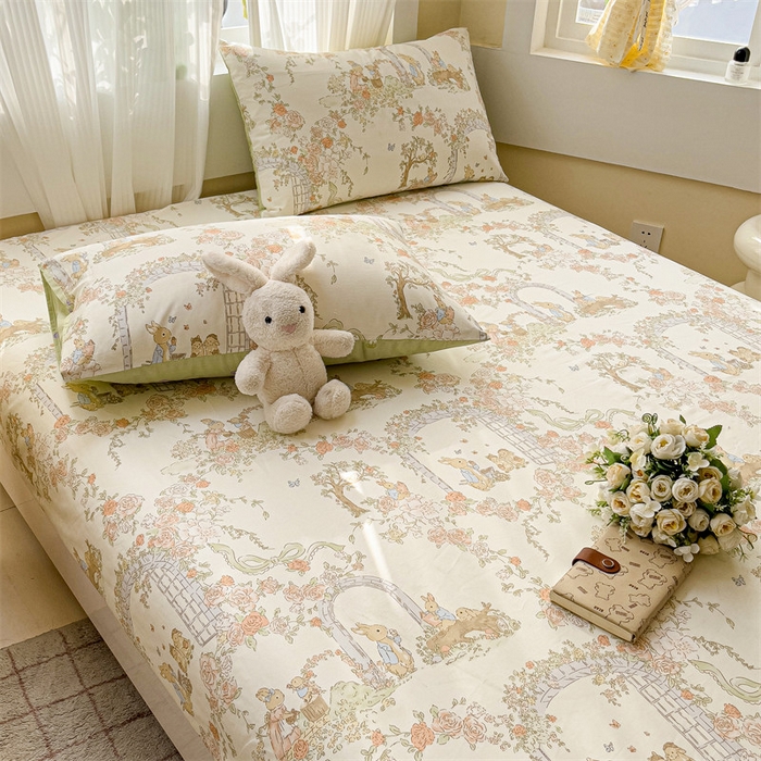 91家纺网 家纺一手货源 找家纺 名兮家居 2025新款13372全棉印花四件套单品系列-单床笠 菲尔庄园