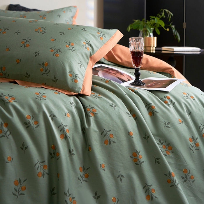 91家纺网 家纺一手货源 找家纺 橙艺家居 2025新款臻品柔棉印花四件套 奈雪-绿