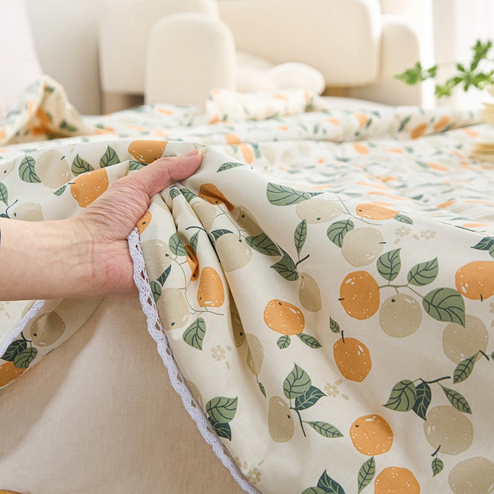 91家纺网 家纺一手货源 找家纺 棉乐町 2025新款全棉棉花夏凉被纯棉夏被空调被子 心想事橙