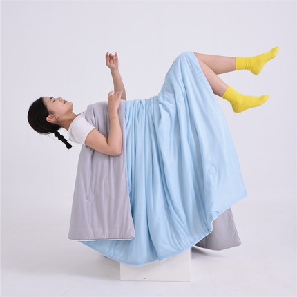 恒科家纺 2025新款凉感丝冰淇淋夏被可机洗夏被新品空调被西瓜被子被芯 蓝拼灰