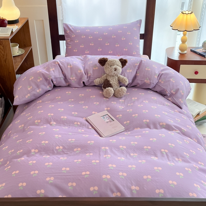 91家纺网 家纺一手货源 找家纺 寻米 2025新款A类全棉双层纱学生三件套 车厘子