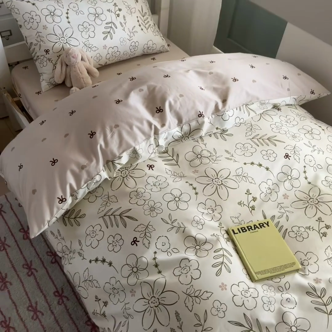 91家纺网 家纺一手货源 找家纺 寻米 2025新款13070全棉水洗棉学生三件套 巴洛克暖阳