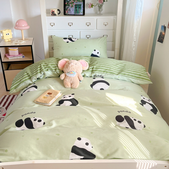 91家纺网 家纺一手货源 找家纺 寻米 2025新款13070全棉水洗棉学生三件套 小猫球球