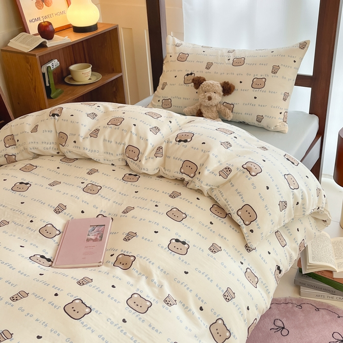 91家纺网 家纺一手货源 找家纺 寻米 2025新款A类全棉双层纱学生三件套 海盐啵啵