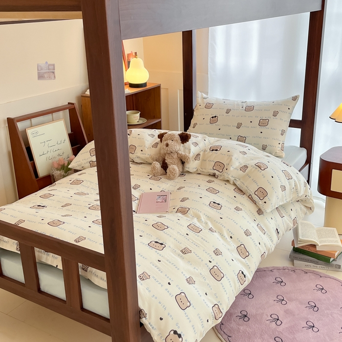 91家纺网 家纺一手货源 找家纺 寻米 2025新款A类全棉双层纱学生三件套 海盐啵啵