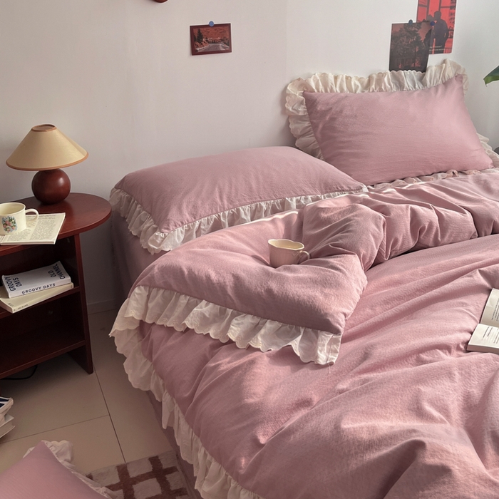 91家纺网 家纺一手货源 找家纺 慕澄家纺 2025新款中古风法式蕾丝复古四件套 少艾