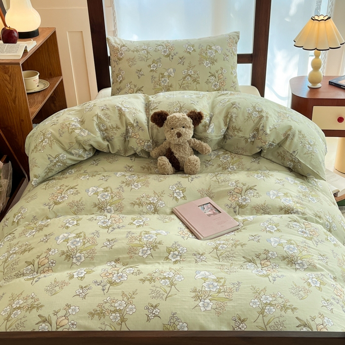 91家纺网 家纺一手货源 找家纺 寻米 2025新款A类全棉双层纱学生三件套 乐枝