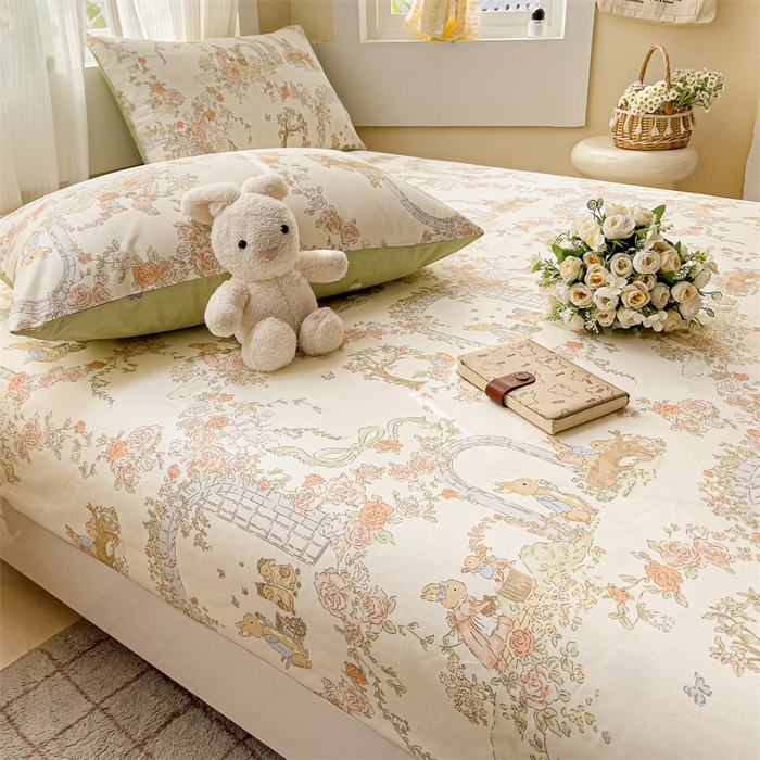 91家纺网 家纺一手货源 找家纺 名兮家居 2025新款13372全棉印花四件套单品系列-单床笠 菲尔庄园