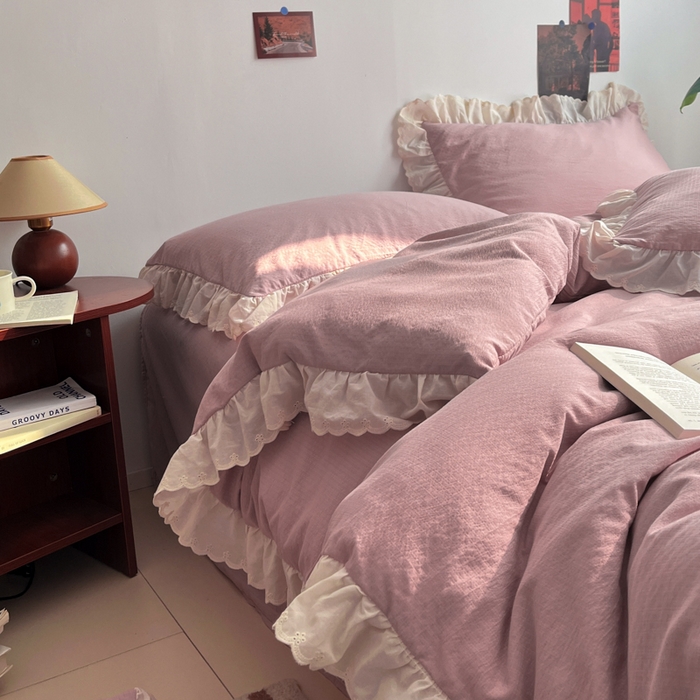 91家纺网 家纺一手货源 找家纺 慕澄家纺 2025新款中古风法式蕾丝复古四件套 少艾