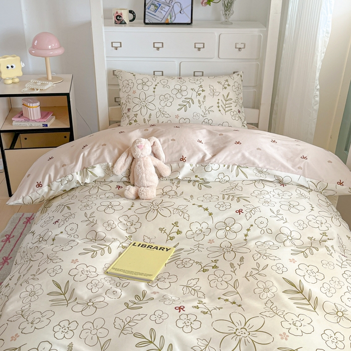 91家纺网 家纺一手货源 找家纺 寻米 2025新款13070全棉水洗棉学生三件套 巴洛克暖阳