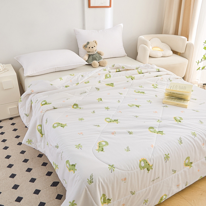 91家纺网 家纺一手货源 找家纺 首爱小清新印花里外全棉夏被纱布夏被纯棉夏被棉花被夏凉被空调被子儿童夏被 恐龙乐园