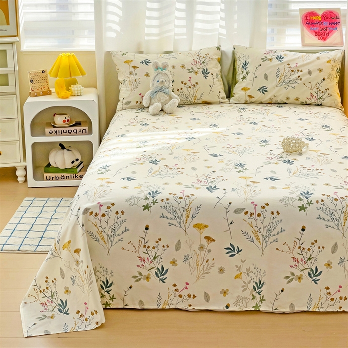 91家纺网 家纺一手货源 找家纺 名兮家居 2025新款13372全棉印花四件套单品系列-单床单 东篱