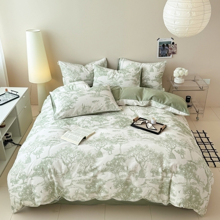 91家纺网 家纺一手货源 找家纺 （总）女子家纺 2025新款中式斜纹全棉磨毛40支印花四件套