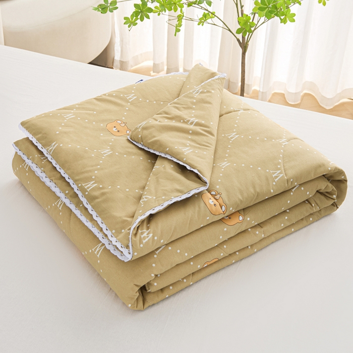 91家纺网 家纺一手货源 找家纺 棉乐町 2025新款全棉棉花夏凉被纯棉夏被空调被子 咖啡熊