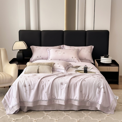 91家纺网 家纺一手货源 找家纺 （总）娇逸家居 2025新款50支印花莱赛尔天丝夏被镂空款花边夏凉被