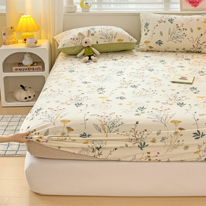 91家纺网 家纺一手货源 找家纺 名兮家居 2025新款13372全棉印花四件套单品系列-单床笠 东篱