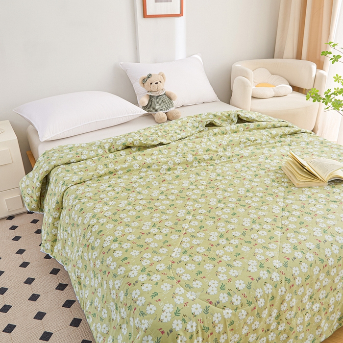 91家纺网 家纺一手货源 找家纺 首爱小清新印花里外全棉夏被纱布夏被纯棉夏被棉花被夏凉被空调被子儿童夏被 夏至