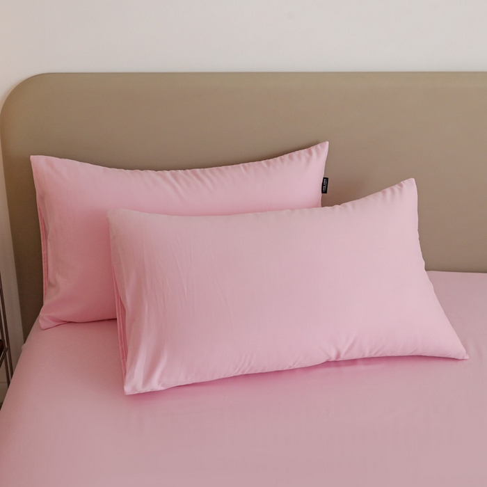 91家纺网 家纺一手货源 找家纺 富馨莱 2025新款60支纯棉纯色双拼四件套 白桃粉