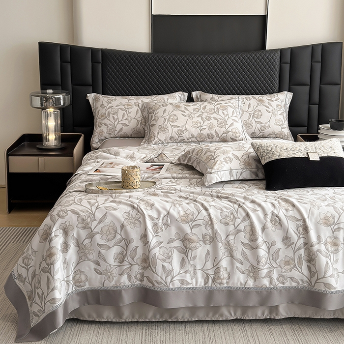 91家纺网 家纺一手货源 找家纺 娇逸家居 2025新款50支印花莱赛尔天丝夏被镂空款花边夏凉被 汐冉