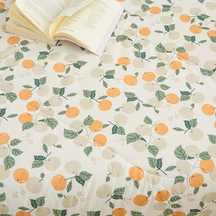 91家纺网 家纺一手货源 找家纺 首爱小清新印花里外全棉夏被纱布夏被纯棉夏被棉花被夏凉被空调被子儿童夏被 心想事橙