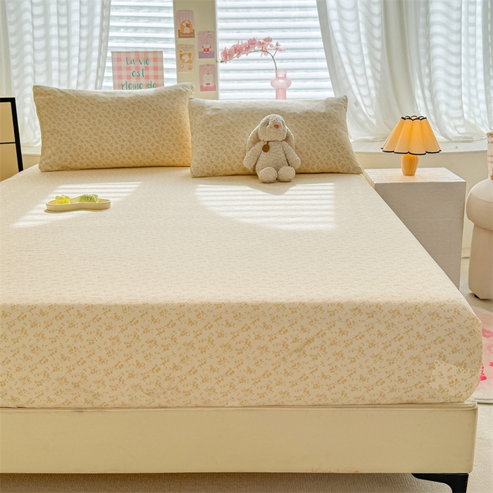 91家纺网 家纺一手货源 找家纺 多品家纺 2025新款超柔水洗云朵棉单品床笠 花语