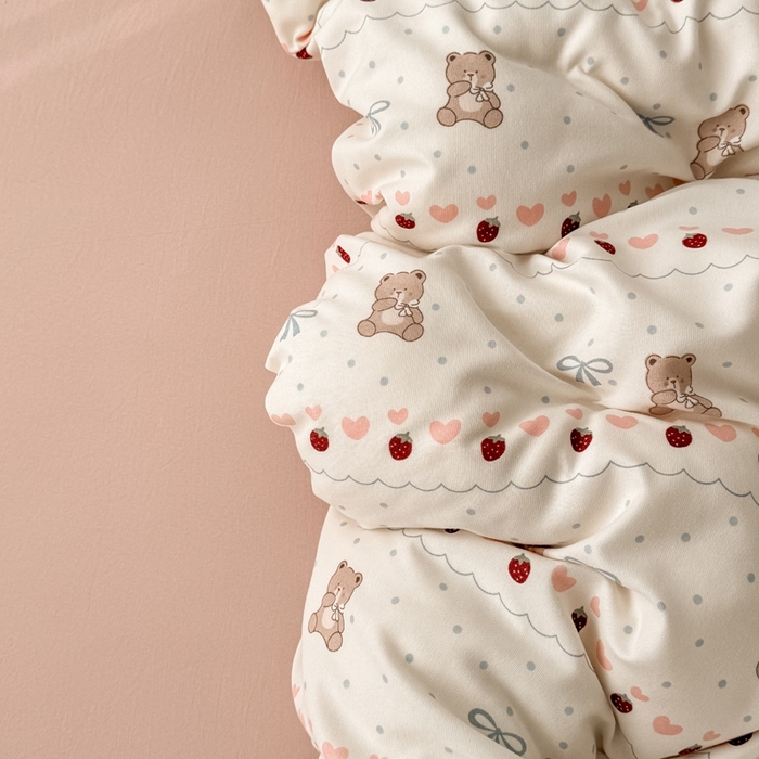 91家纺网 家纺一手货源 找家纺 欧尚 2025新款有氧针织双层纱四件套 多多熊