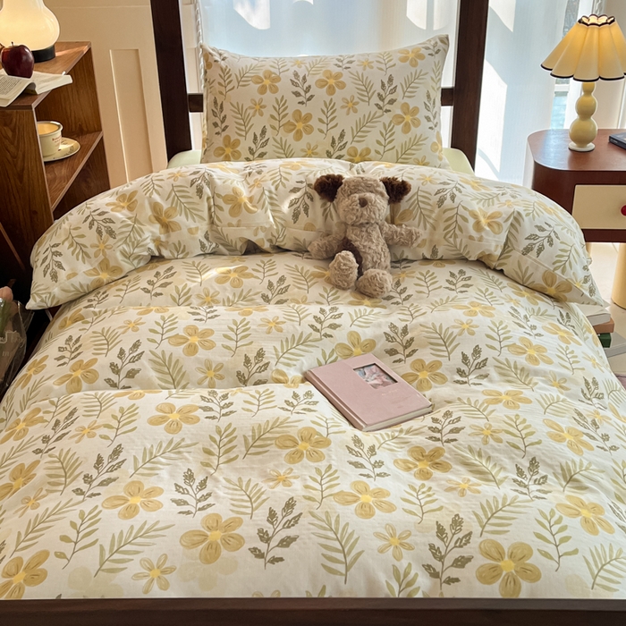 91家纺网 家纺一手货源 找家纺 寻米 2025新款A类全棉双层纱学生三件套 初夏