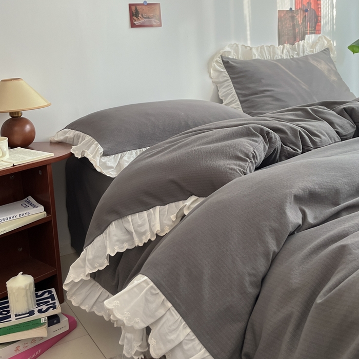 91家纺网 家纺一手货源 找家纺 慕澄家纺 2025新款中古风法式蕾丝复古四件套 密语