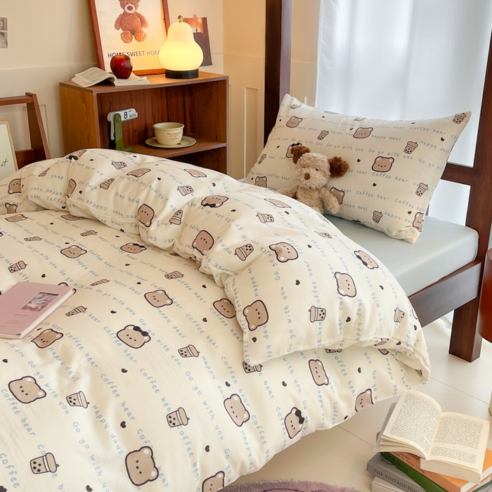 91家纺网 家纺一手货源 找家纺 寻米 2025新款A类全棉双层纱学生三件套 海盐啵啵