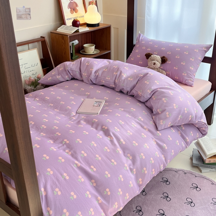 91家纺网 家纺一手货源 找家纺 寻米 2025新款A类全棉双层纱学生三件套 车厘子