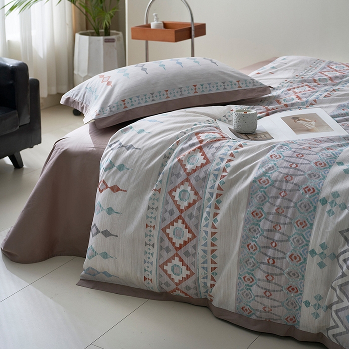 91家纺网 家纺一手货源 找家纺 橙艺家居 2025新款臻品柔棉印花四件套 节华