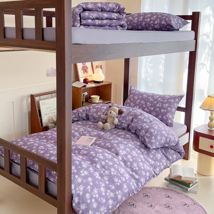 寻米 2025新款A类全棉双层纱学生三件套 嫣然