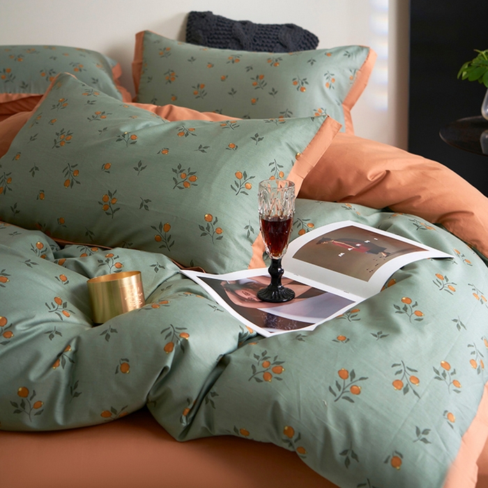 91家纺网 家纺一手货源 找家纺 橙艺家居 2025新款臻品柔棉印花四件套 奈雪-绿