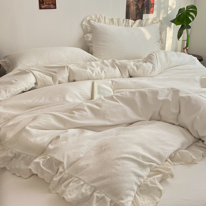 91家纺网 家纺一手货源 找家纺 慕澄家纺 2025新款中古风法式蕾丝复古四件套 奶茶