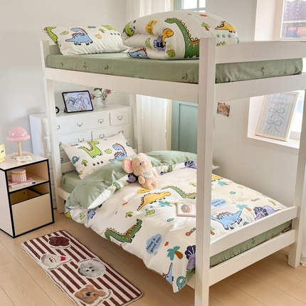 寻米 2025新款13070全棉水洗棉学生三件套 恐龙乐园